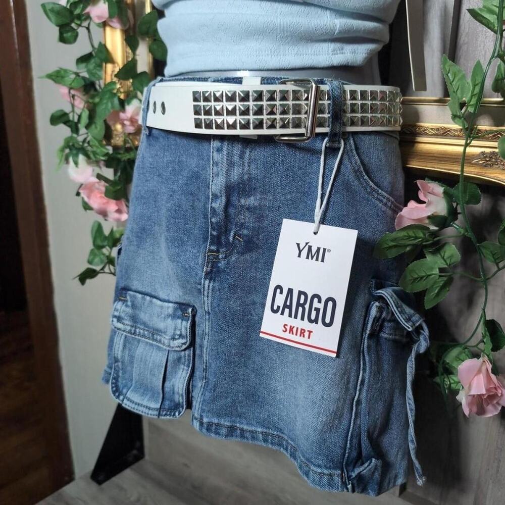 Y2k denim cargo mini skirt